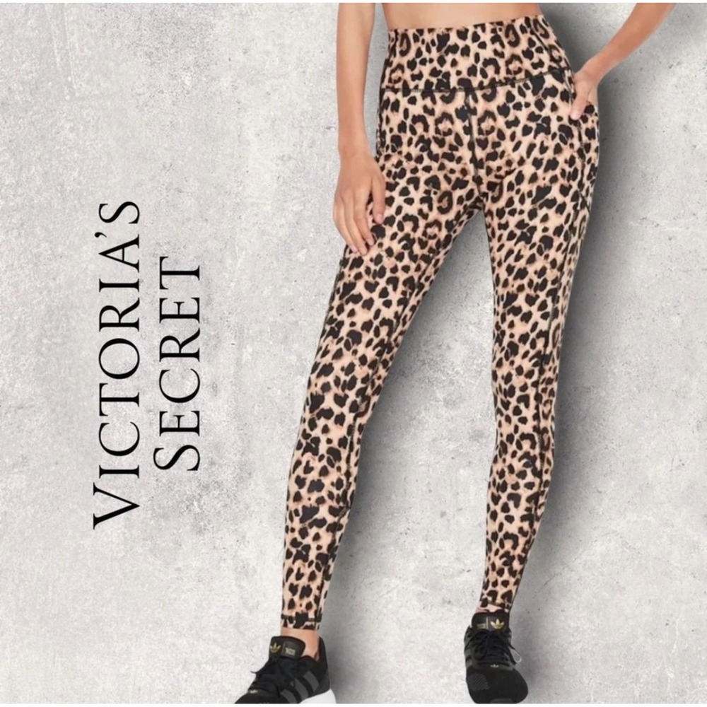 Victoria's Secret Incredible Essential Legging Leopard Print Size 4 Long Pockets - Picture 10 of 11